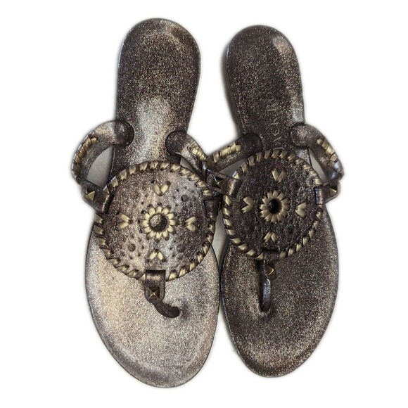 Spartina 449 Jack Rogers Georgica Gold sparkle, slip on sandals 8 - Picture 2 of 6